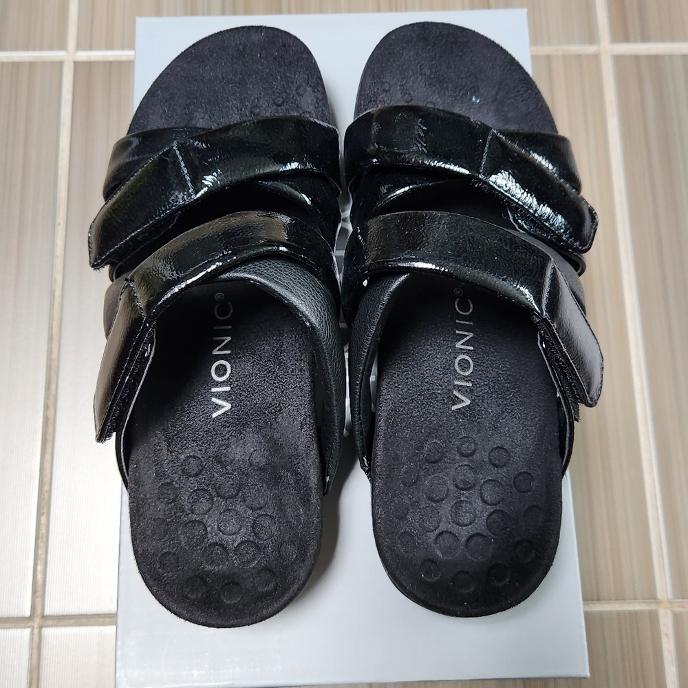 Vionic Hadlie Women's Orthotic Slide Sandals ~BLACK ~6M **NEW - Picture 3 of 10